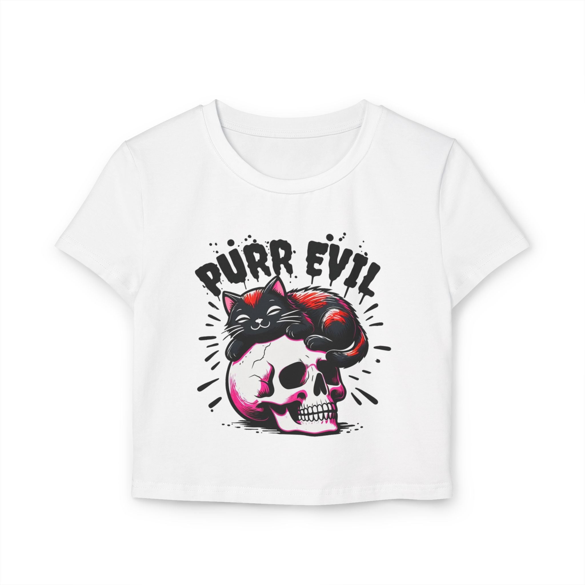 Purr Evil Women's Baby Tee - Cute Cat Graphic Tee