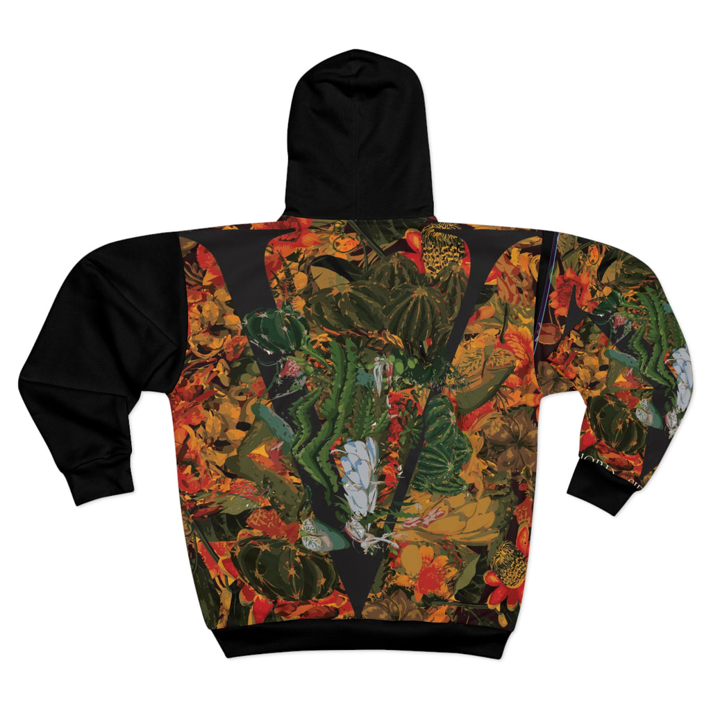 Vellochord Sideways Garden Unisex Zip Hoodie (AOP)
