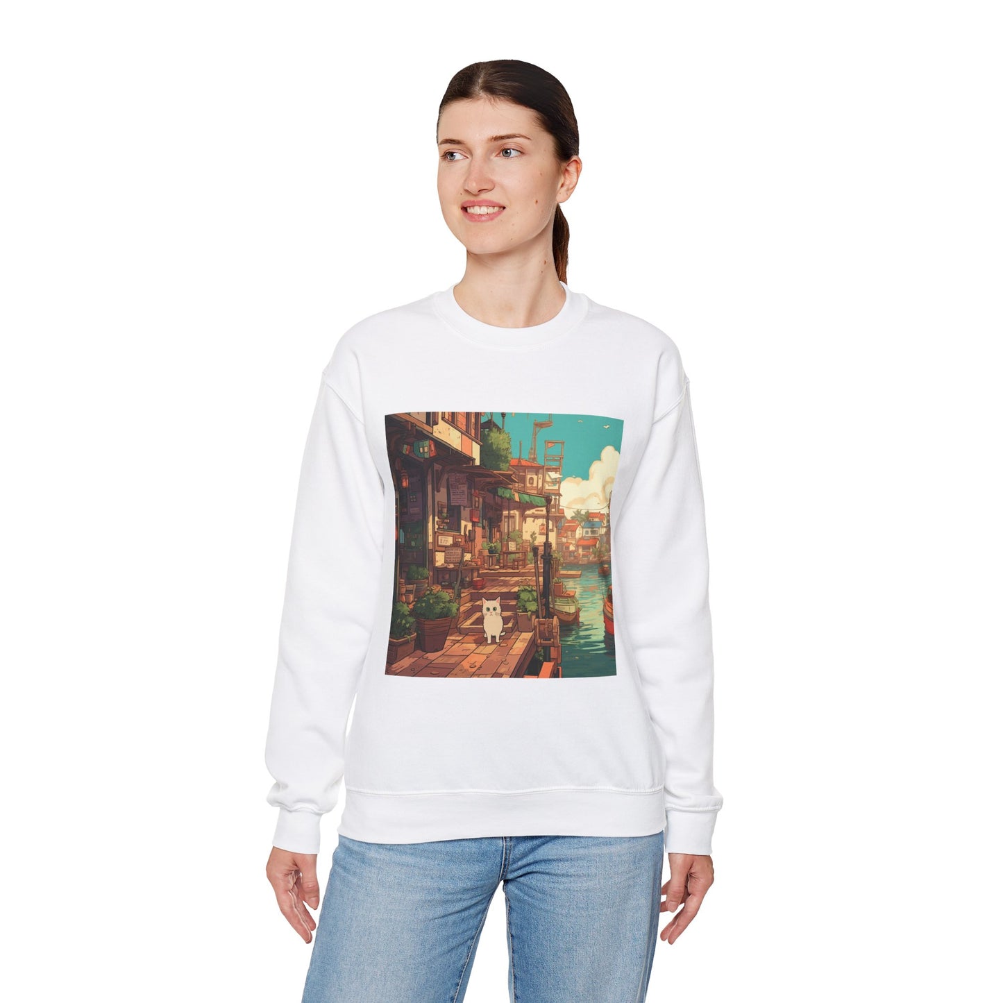 Studio Ghibli Style Cat Unisex Heavy Blend Crewneck Sweatshirt