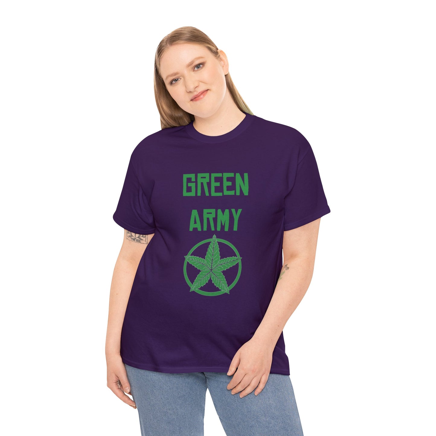 Green Army Star Leaf Unisex Heavy Cotton Tee