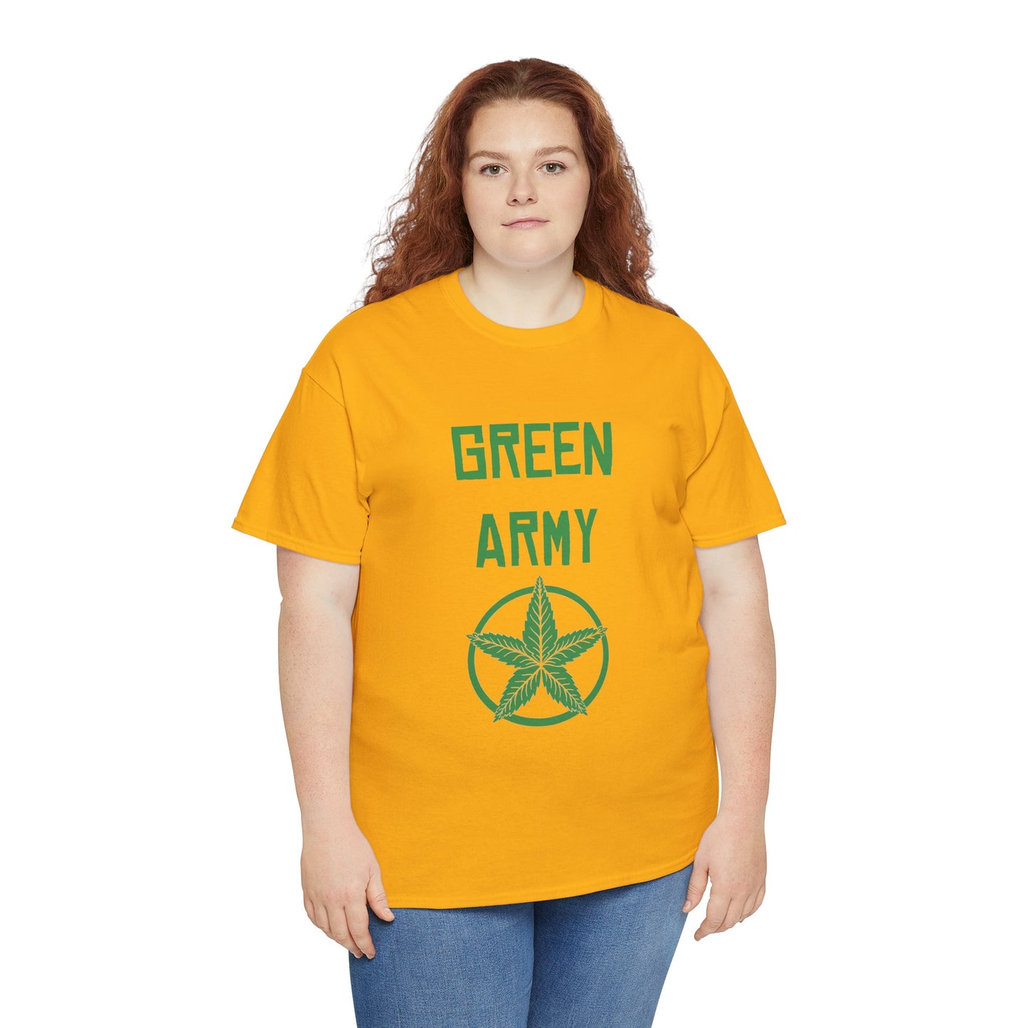 Green Army Star Leaf Unisex Heavy Cotton Tee