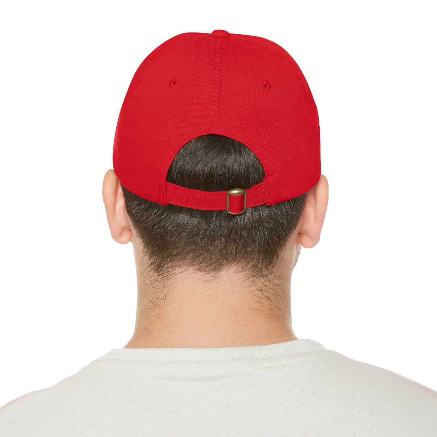 Green Army Dad Hat with Leather Patch (Round)