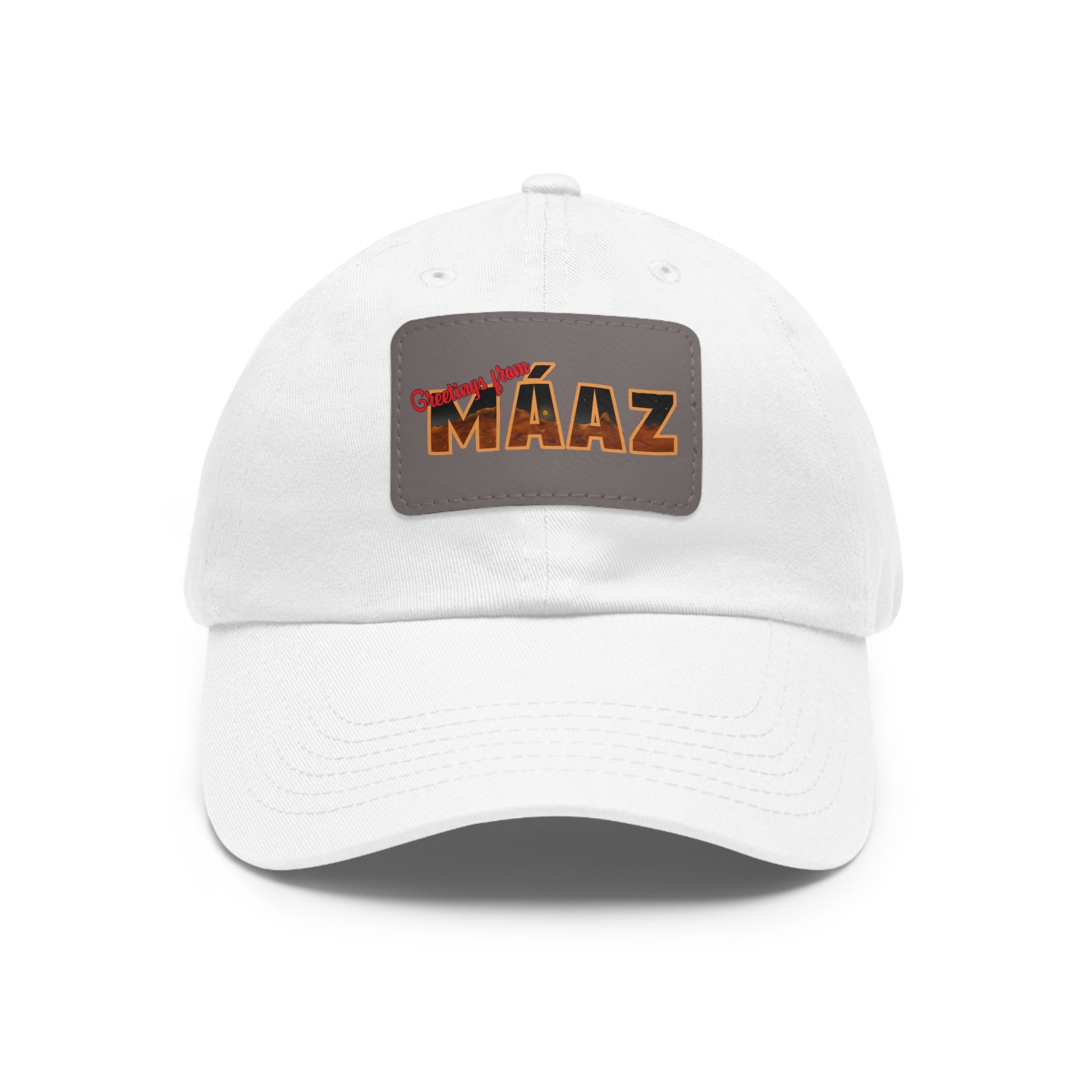 Greetings from Máaz Dad Hat with Leather Patch (Rectangle)