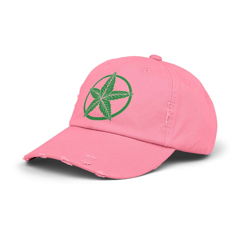 Green Army Leaf Unisex Distressed Cap