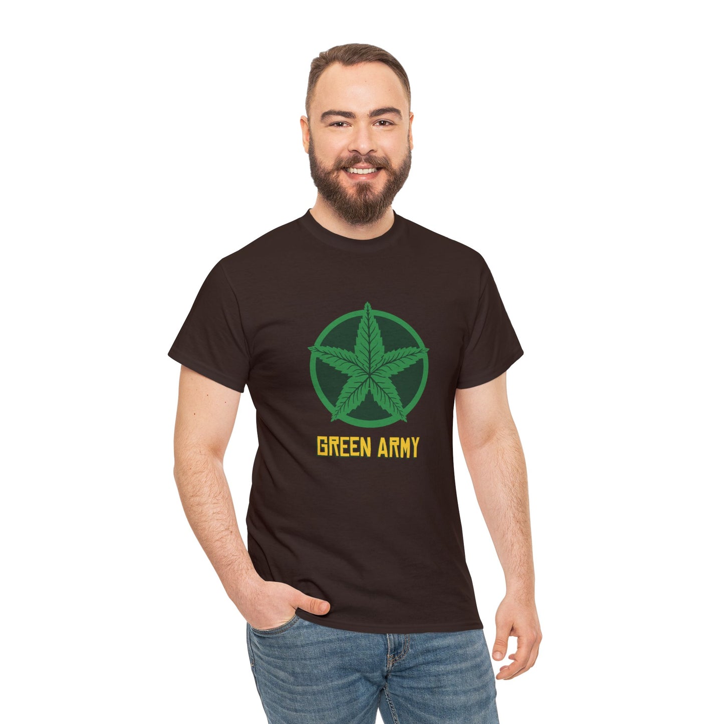 Green Army Star Logo Unisex Heavy Cotton Tee