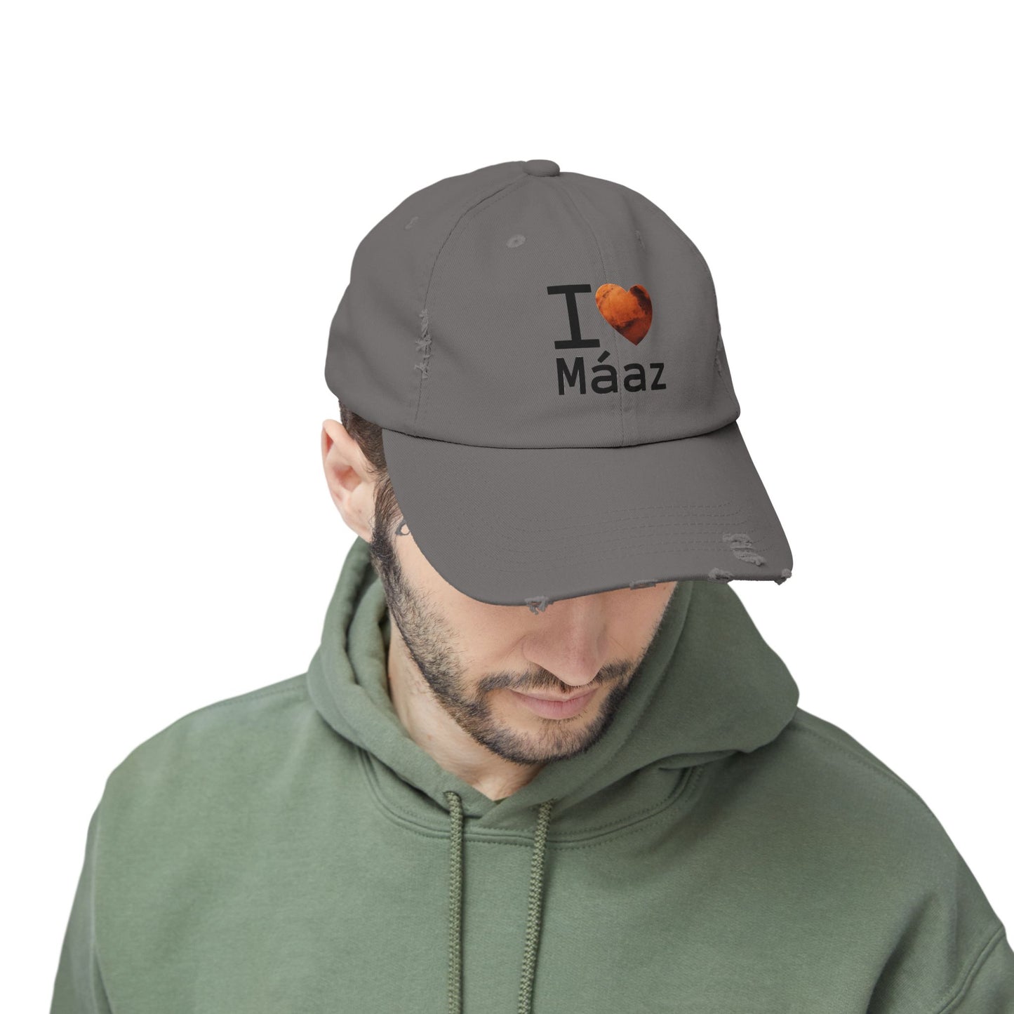 I Love Mars Unisex Distressed Cap