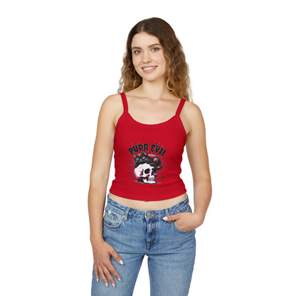 Purr Evil Cat Graphic Women's Spaghetti Strap Tank Top