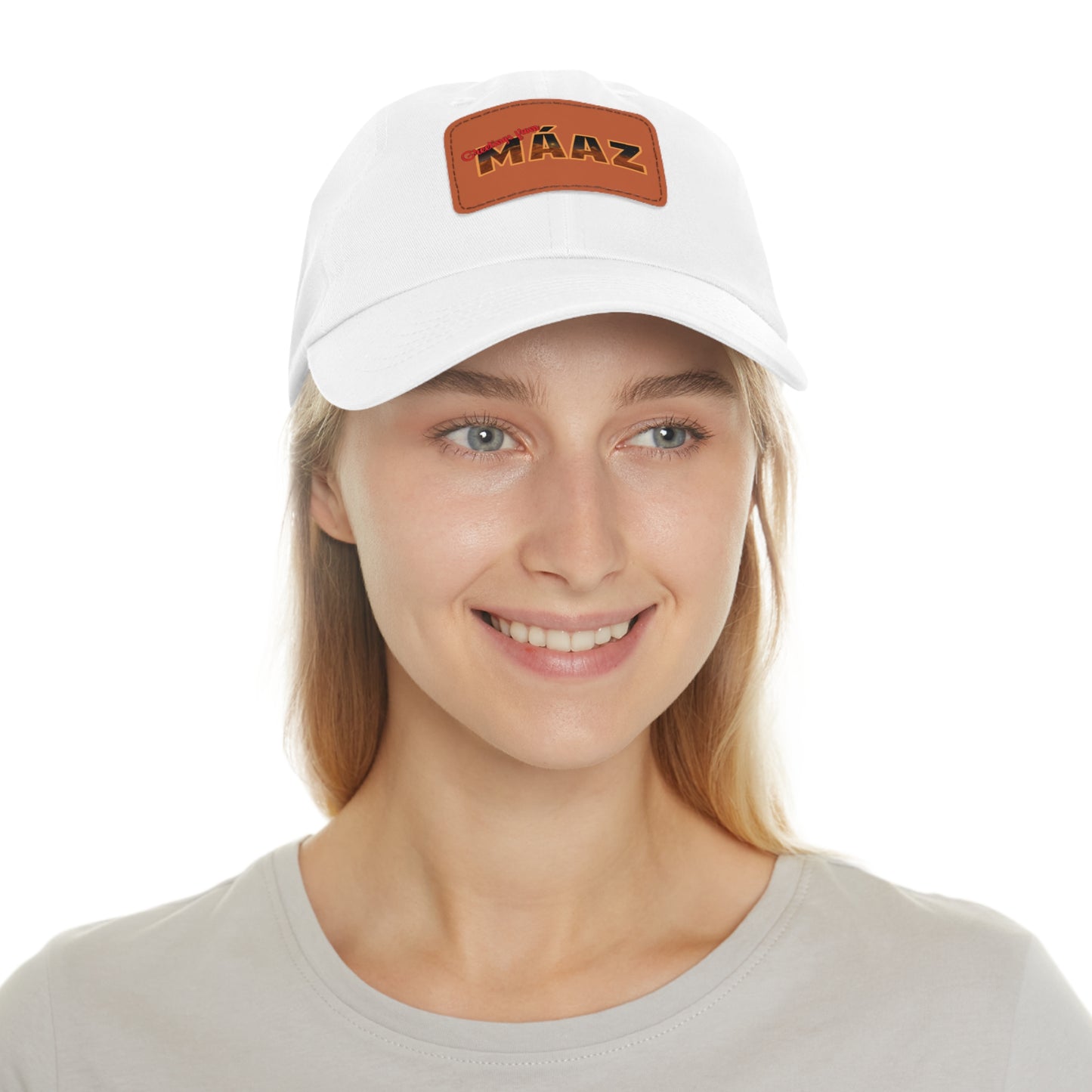 Greetings from Máaz Dad Hat with Leather Patch (Rectangle)