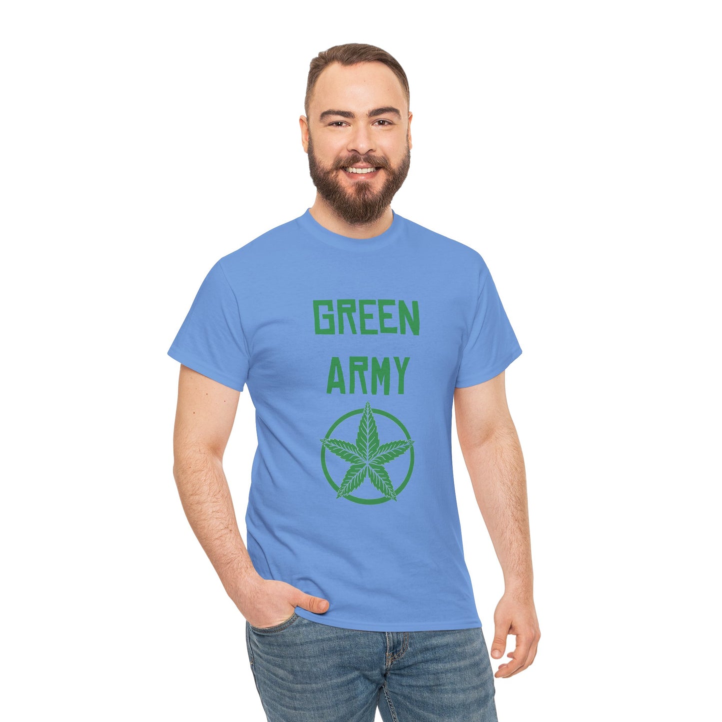 Green Army Star Leaf Unisex Heavy Cotton Tee