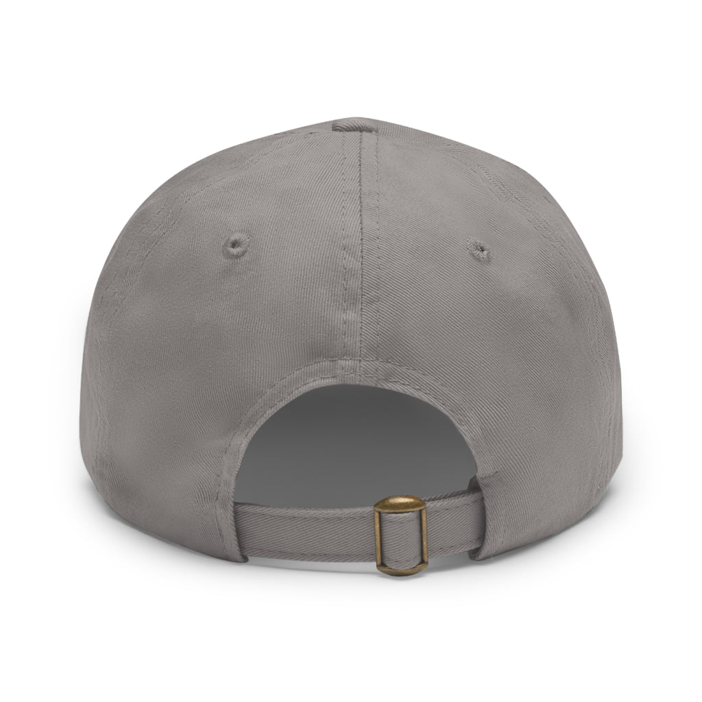 Green Army Dad Hat with Leather Patch (Round)