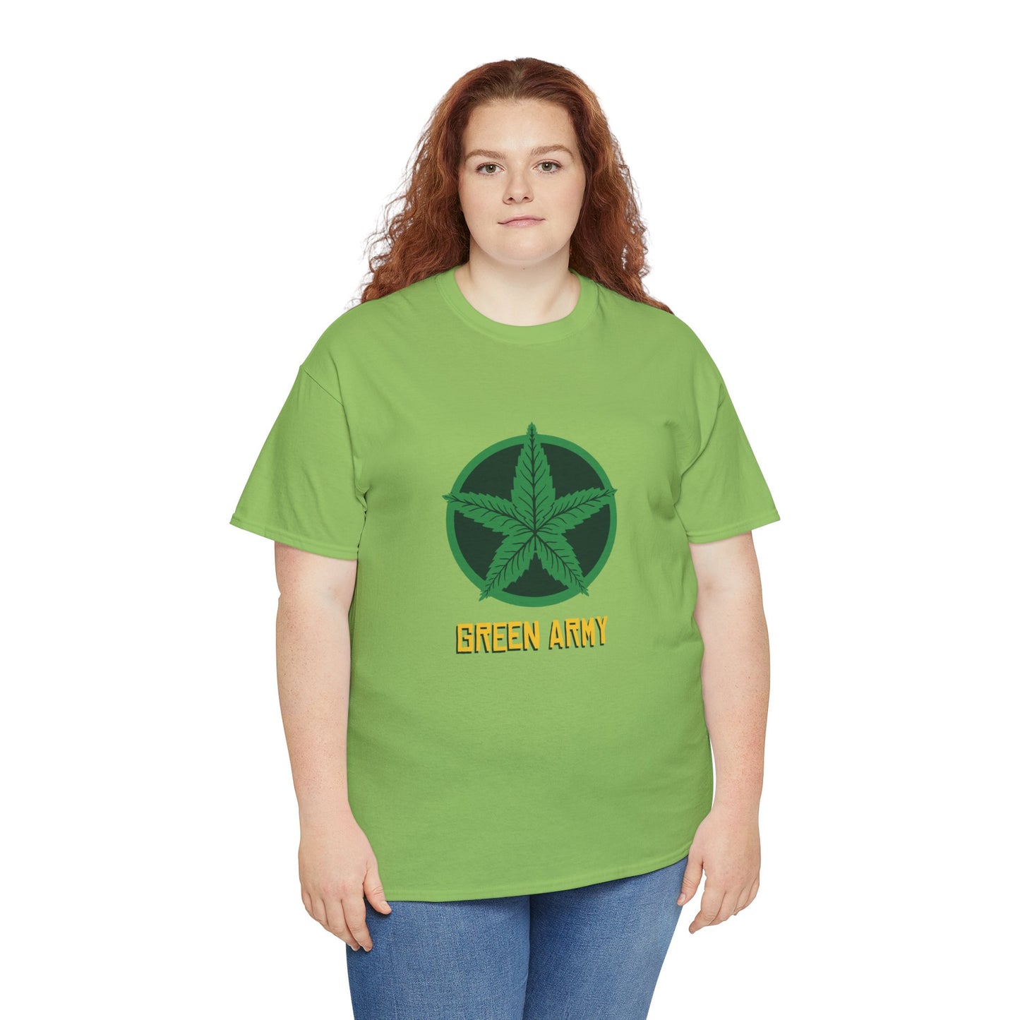 Green Army Star Logo Unisex Heavy Cotton Tee