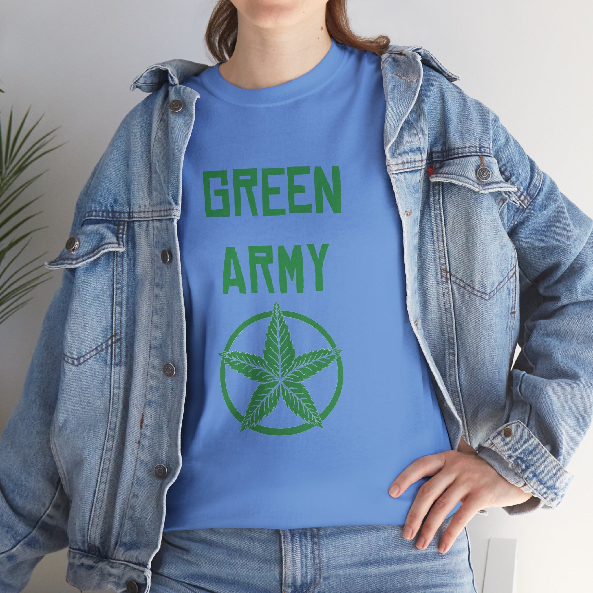 Green Army Star Leaf Unisex Heavy Cotton Tee