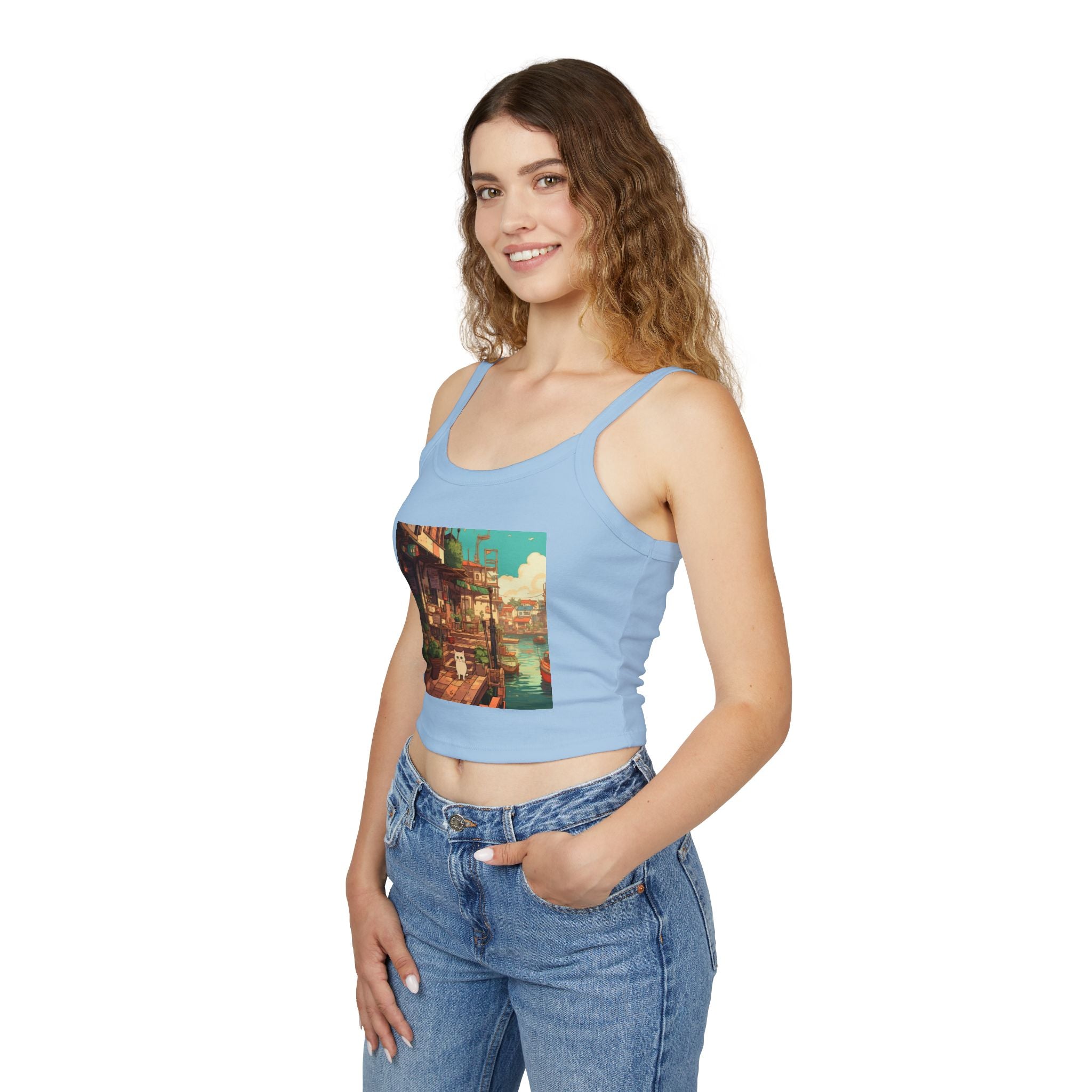 Studio Ghibli Style Cat Women's Spaghetti Strap Tank Top