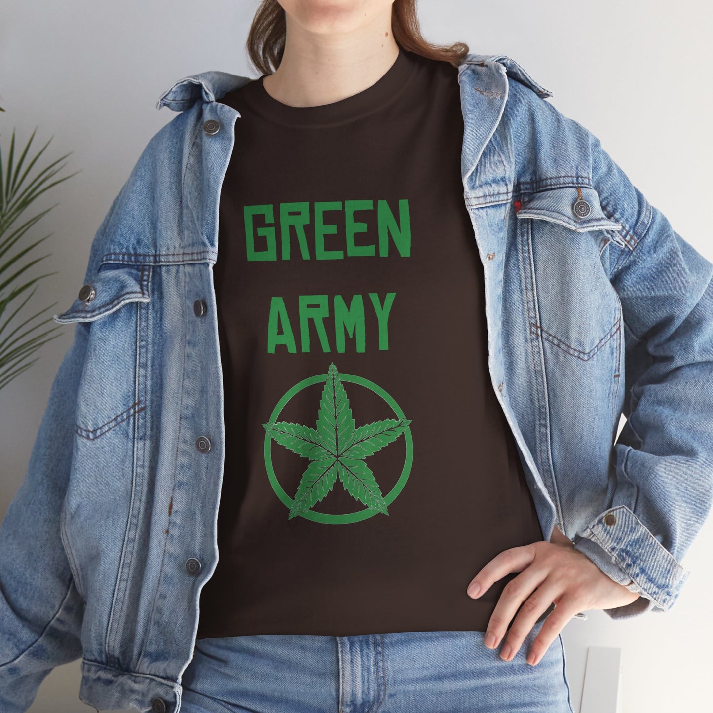 Green Army Star Leaf Unisex Heavy Cotton Tee