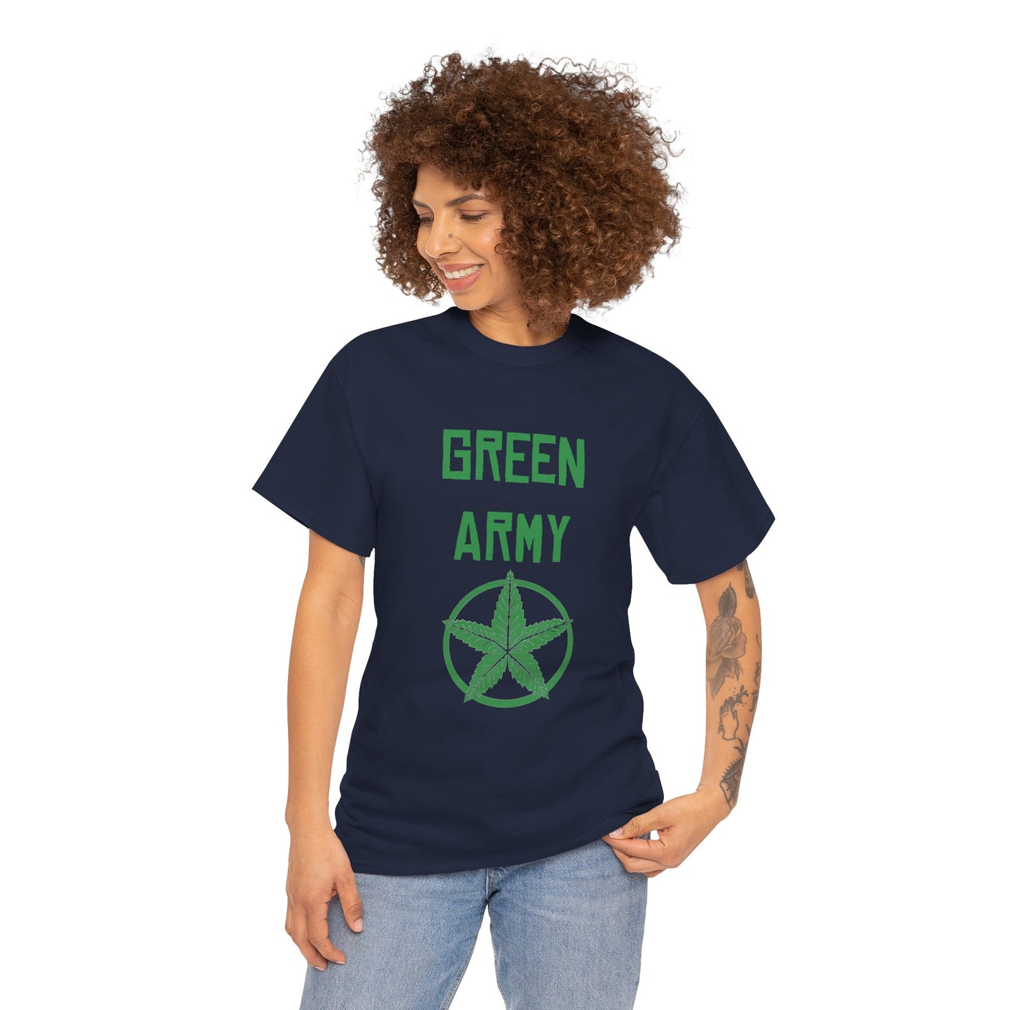 Green Army Star Leaf Unisex Heavy Cotton Tee