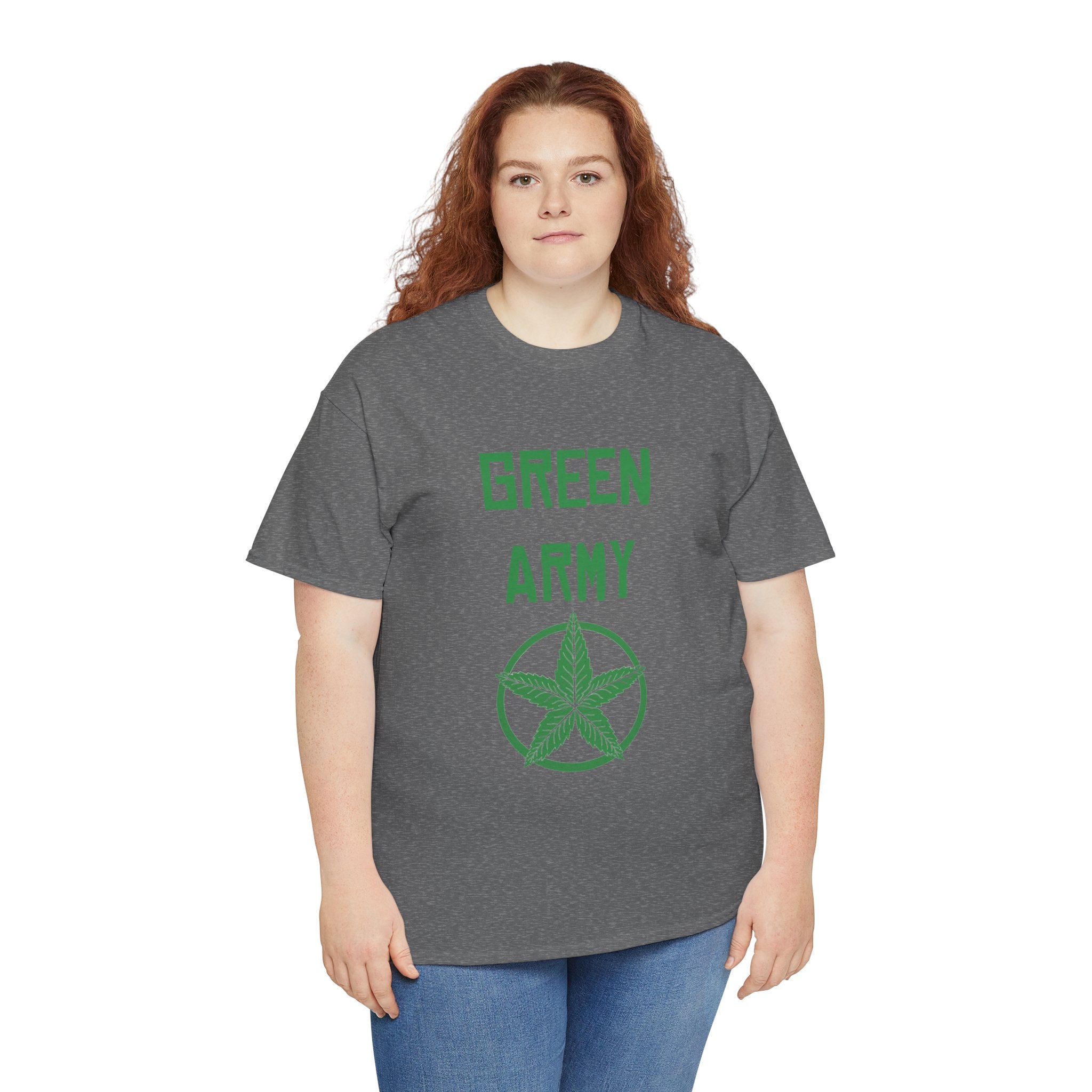 Green Army Star Leaf Unisex Heavy Cotton Tee