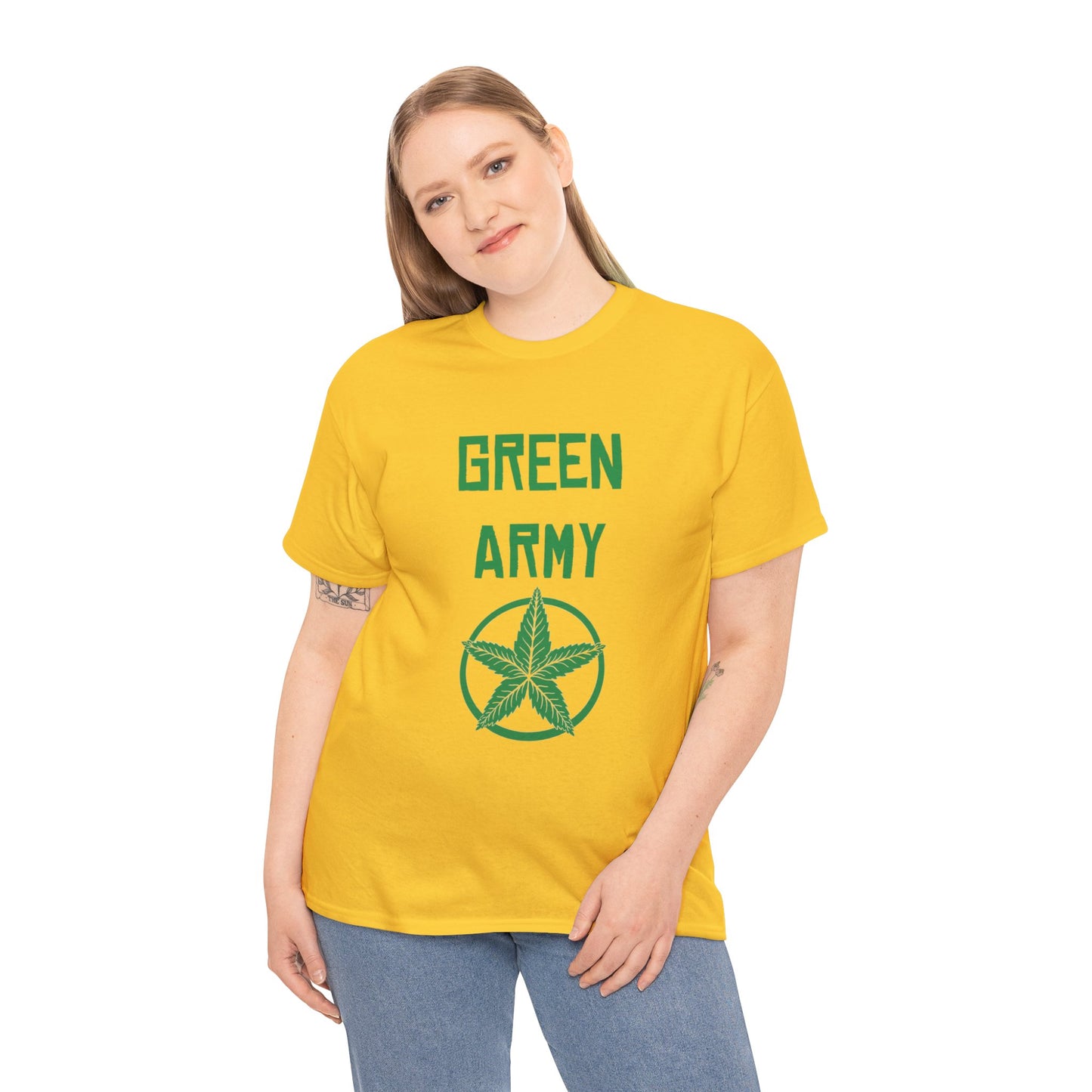 Green Army Star Leaf Unisex Heavy Cotton Tee