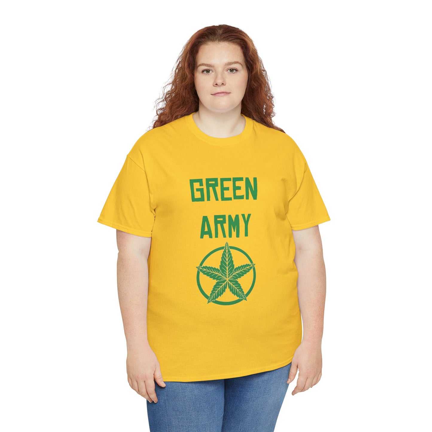 Green Army Star Leaf Unisex Heavy Cotton Tee