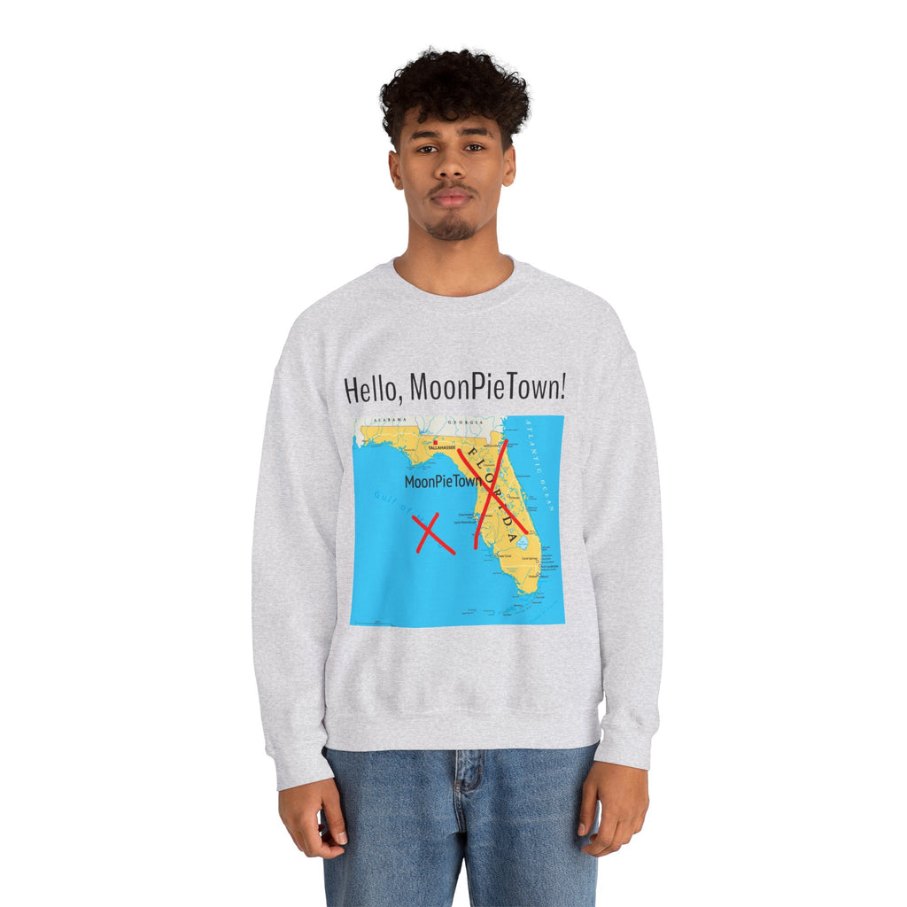 Hello MoonPieTown! Unisex Crewneck Sweatshirt - Cozy Casual Wear for Travel Lovers