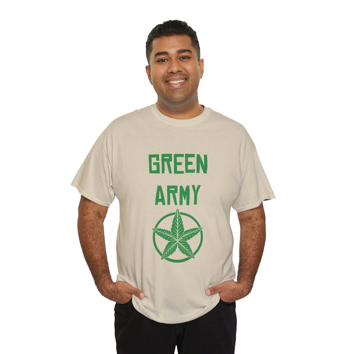 Green Army Star Leaf Unisex Heavy Cotton Tee