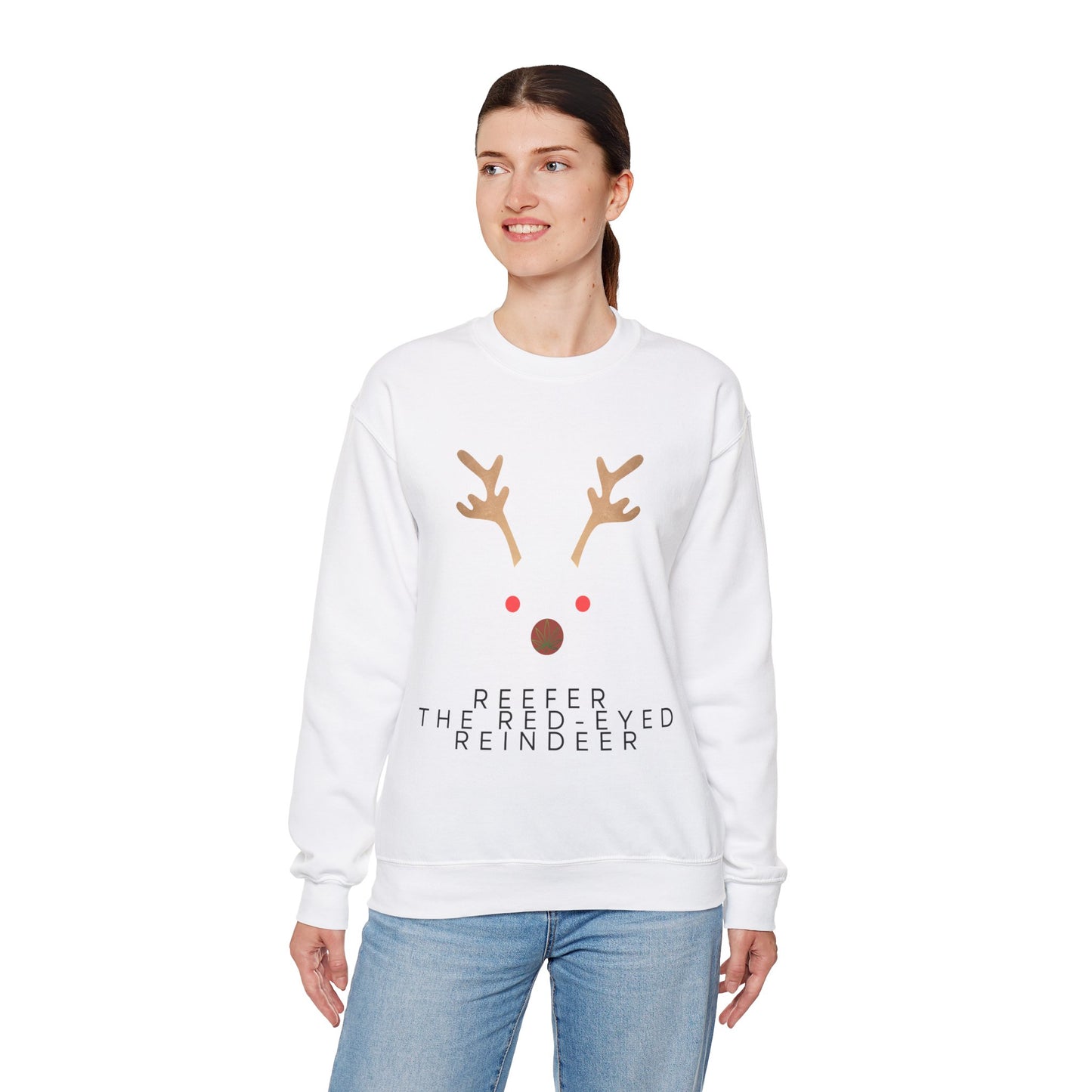 Red Eyed Reindeer Unisex Heavy Blend Crewneck Sweatshirt