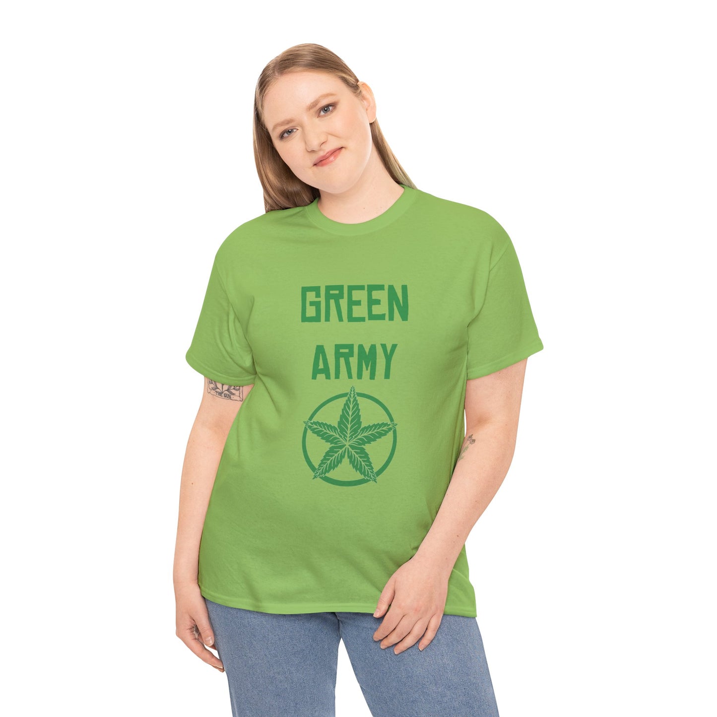 Green Army Star Leaf Unisex Heavy Cotton Tee