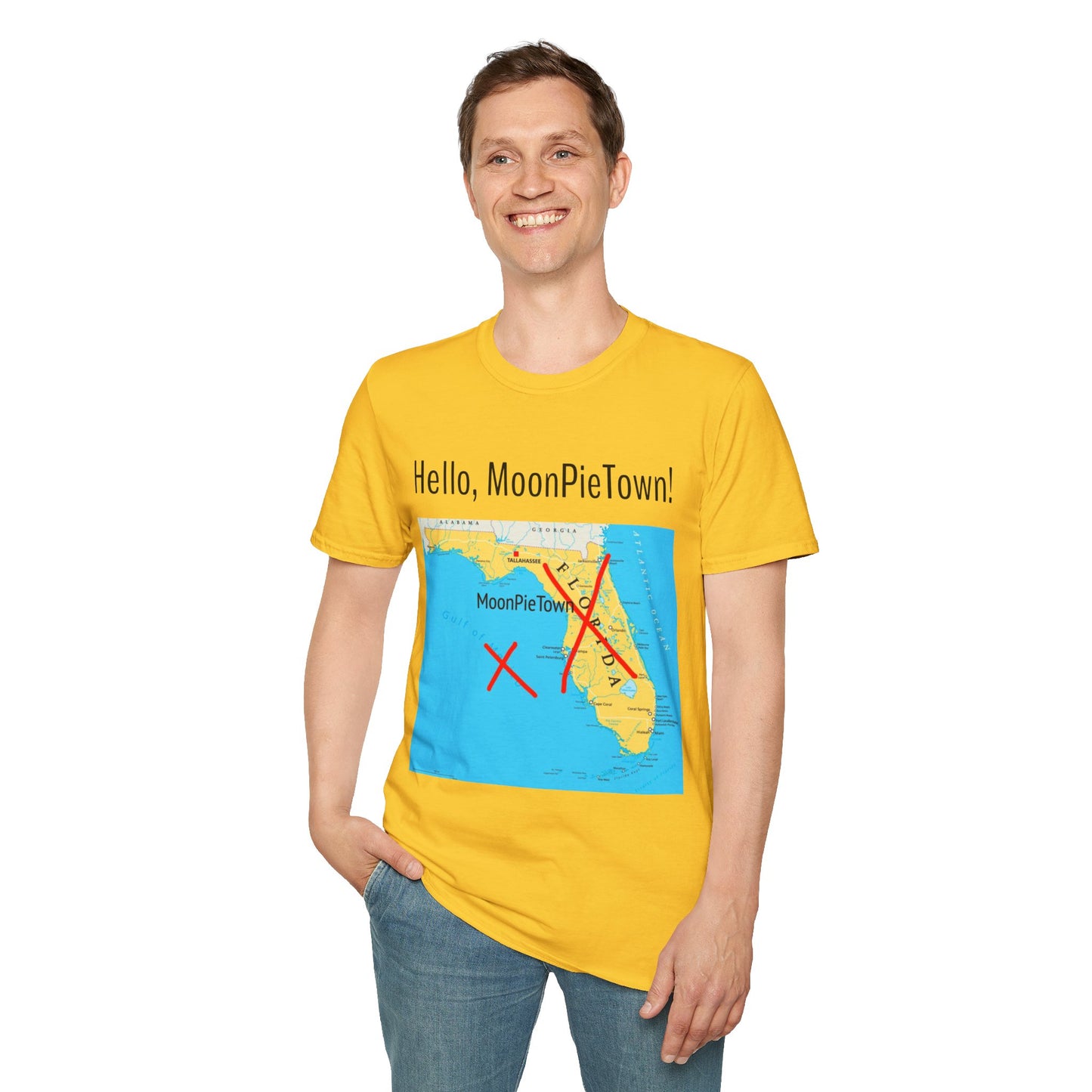 Hello MoonPieTown Unisex T-Shirt - Fun Florida Map Design