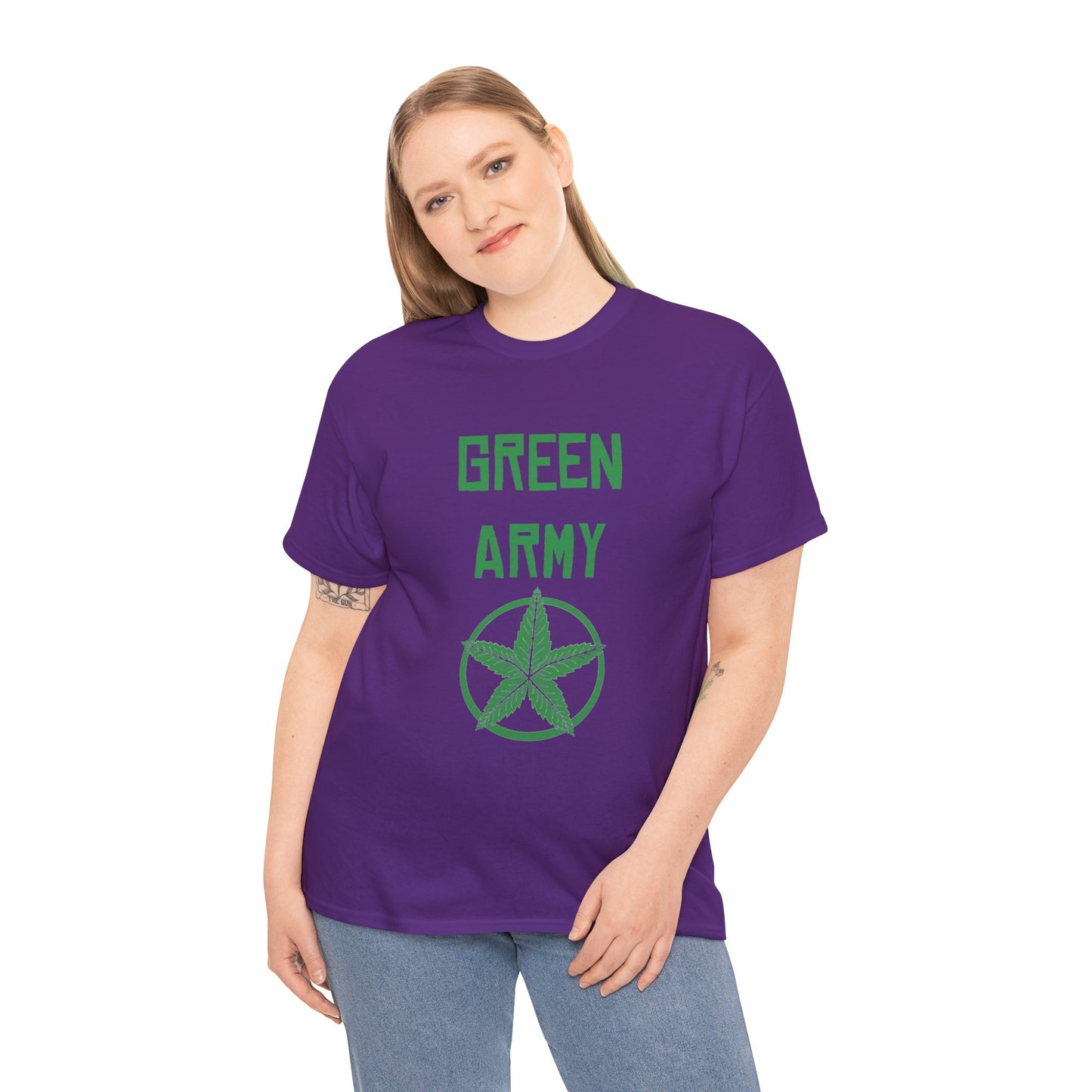 Green Army Star Leaf Unisex Heavy Cotton Tee