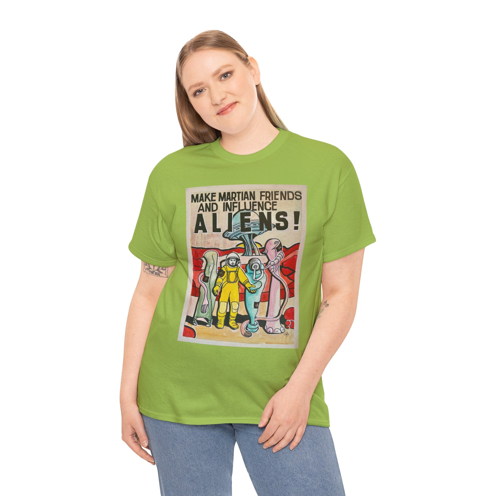 Mars Aliens Unisex Heavy Cotton Tee