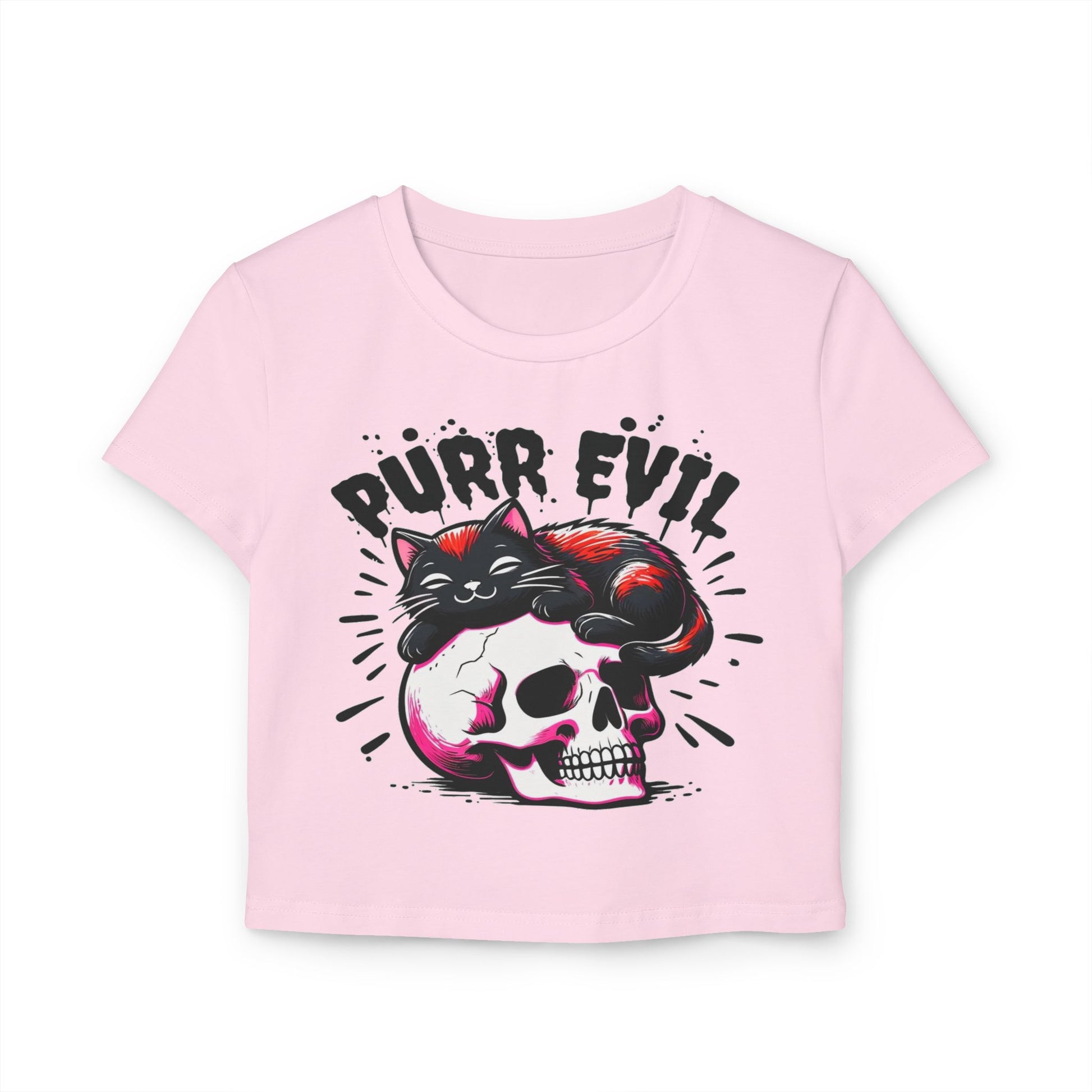 Purr Evil Women's Baby Tee - Cute Cat Graphic Tee
