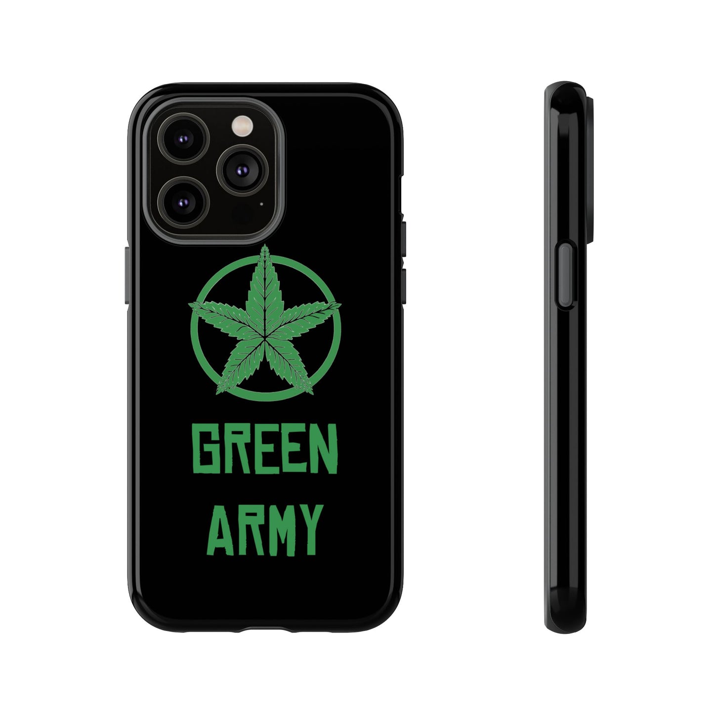 Black Full Green Army Star Leaf Tough Cases